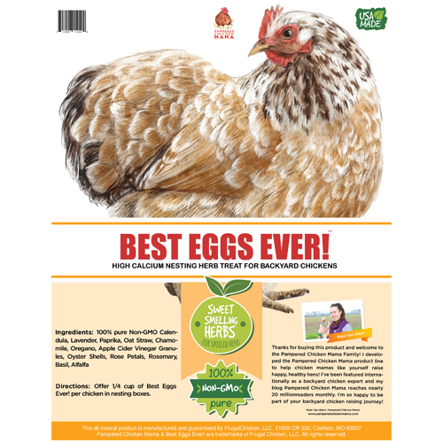 Best eggs ever! nesting herbs for pet chickens label