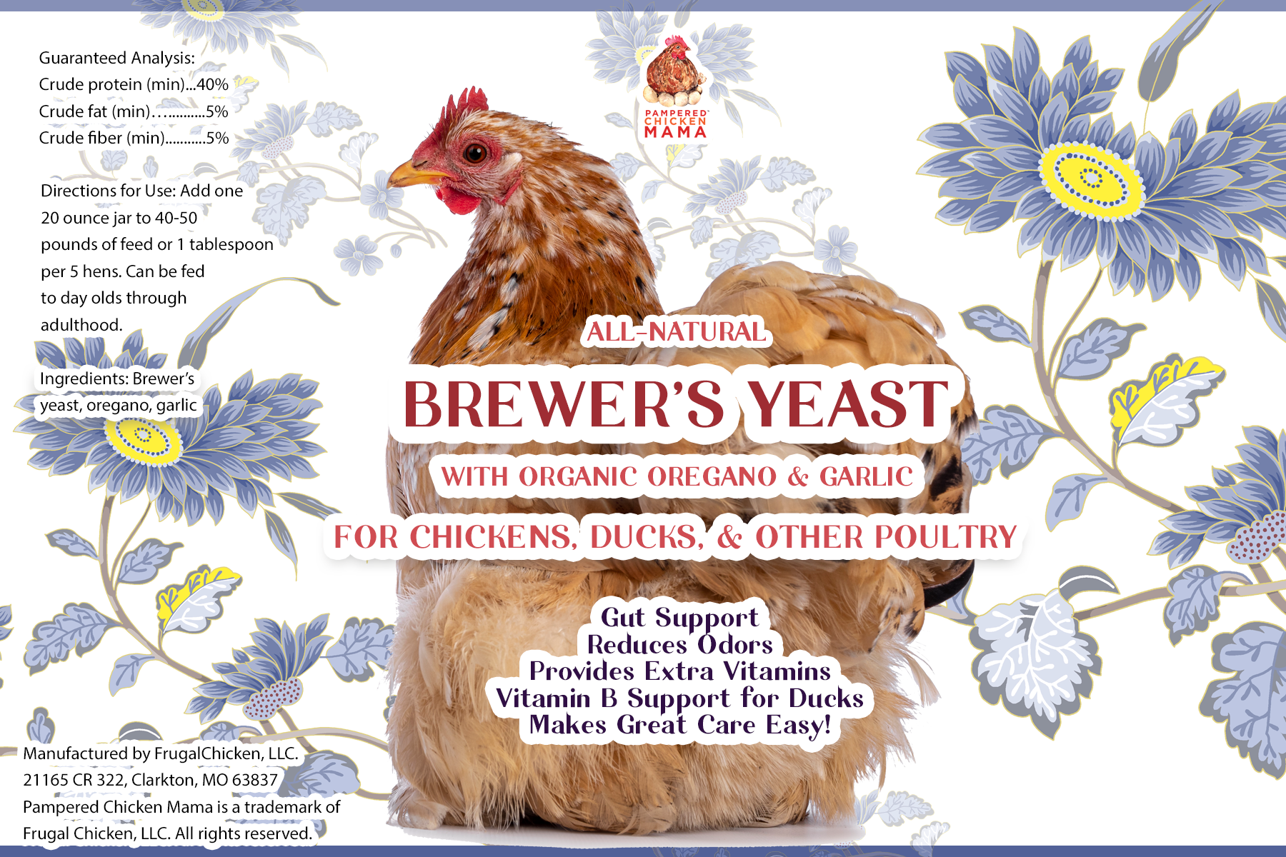 Brewer's Yeast with Garlic, Oregano, & Echinacea For Adult Chickens, B