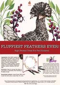 fluffiest feathers ever chicken treat label
